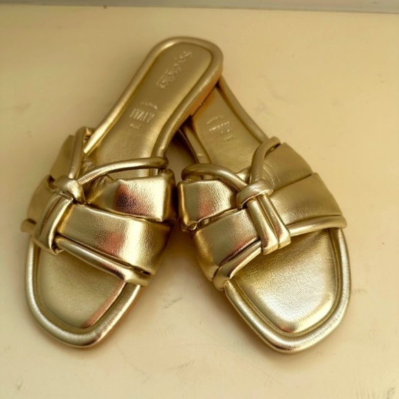 Seychelles Shades of Cool Slide Sandals - Gold - 8 EUC - Picture 1 of 6